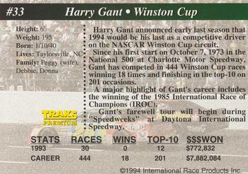 1994 Traks #33 Harry Gant Back