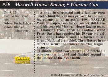 1994 Traks #59 Maxwell House Racing Back