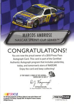 2010 Press Pass - Autographs #NNO Marcos Ambrose Back