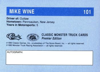 1990 Classic Monster Trucks #101 Mike Wine Back