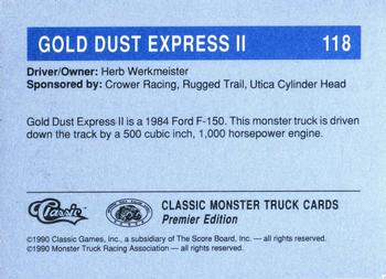 1990 Classic Monster Trucks #118 Gold Dust Express II Back