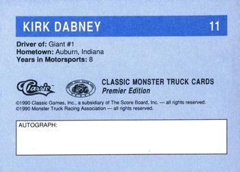 1990 Classic Monster Trucks #11 Kirk Dabney Back