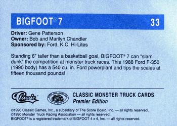 1990 Classic Monster Trucks #33 Bigfoot 7 Back