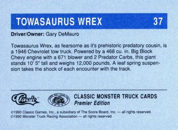 1990 Classic Monster Trucks #37 Towasaurus Wrex Back