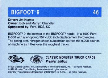 1990 Classic Monster Trucks #46 Bigfoot 9 Back
