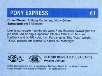 1990 Classic Monster Trucks #61 Pony Express Back