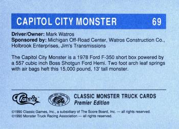 1990 Classic Monster Trucks #69 Capitol City Monster Back