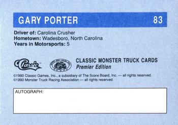 1990 Classic Monster Trucks #83 Gary Porter Back