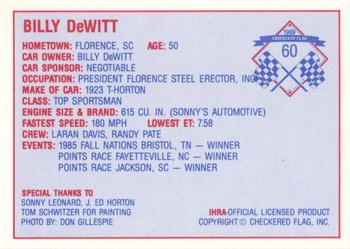 1989 Checkered Flag IHRA #60 Billy DeWitt Back