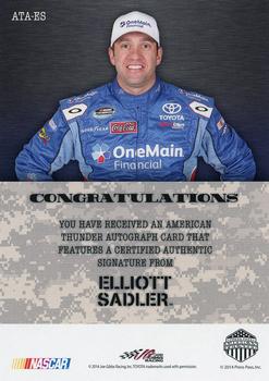 2014 Press Pass American Thunder - Autographs Blue #ATA-ES Elliott Sadler Back