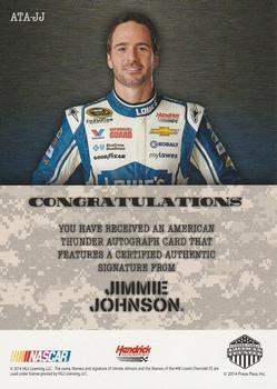 2014 Press Pass American Thunder - Autographs White #ATA-JJ Jimmie Johnson Back