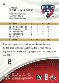2010 Upper Deck MLS #62 Daniel Hernandez Back