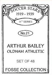 1998 Fosse Soccer Stars 1919-1939 : Series 11 #21 Arthur Bailey Back