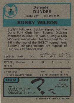 1975-76 Topps Footballers (Scottish, Blue Back) #7 Bobby Wilson Back