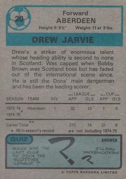 1975-76 Topps Footballers (Scottish, Blue Back) #20 Drew Jarvie Back