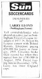 1978-79 The Sun Soccercards #447 Larry Lloyd Back