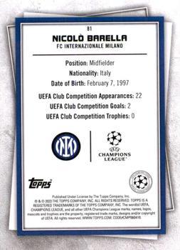2022-23 Topps UEFA Club Competitions Superstars - Uncommon Green #81 Nicolò Barella Back
