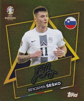 2024 Topps UEFA EURO 2024 Germany Sticker Collection - Star Player Gold Signature #SVN-SP Benjamin Šeško Front