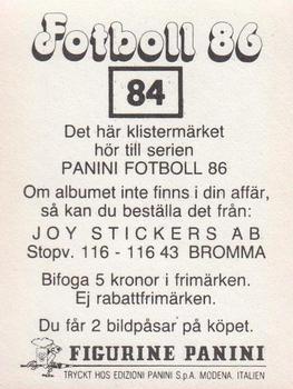 1986 Panini Fotboll 86 Allsvenskan och Division II #84 Thomas Andersson Back