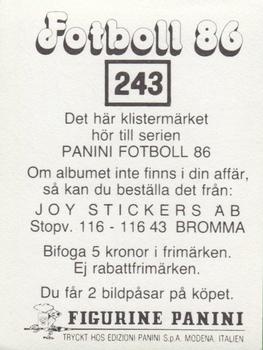 1986 Panini Fotboll 86 Allsvenskan och Division II #243 Ronnie Persson Back