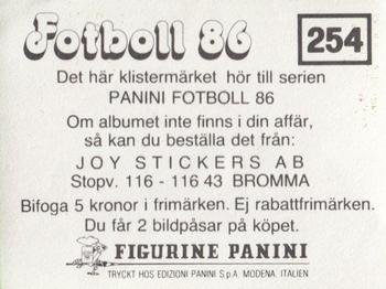 1986 Panini Fotboll 86 Allsvenskan och Division II #254 Team Back