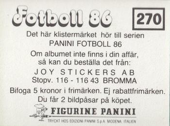 1986 Panini Fotboll 86 Allsvenskan och Division II #270 Team Back