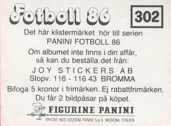 1986 Panini Fotboll 86 Allsvenskan och Division II #302 Team Back