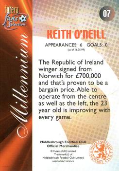 2000 Futera Fans Selection Middlesborough - Foil #7 Keith O'Neill Back