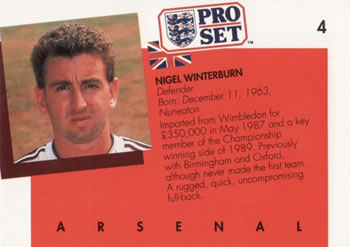 1990-91 Pro Set #4 Nigel Winterburn Back