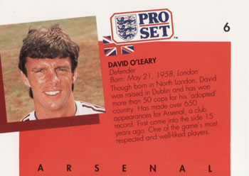 1990-91 Pro Set #6 David O'Leary Back