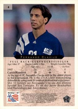 1994 Upper Deck World Cup Contenders English/German #4 Fernando Clavijo Back