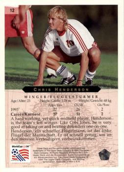 1994 Upper Deck World Cup Contenders English/German #12 Chris Henderson Back