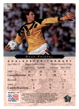 1994 Upper Deck World Cup Contenders English/German #16 Brad Friedel Back