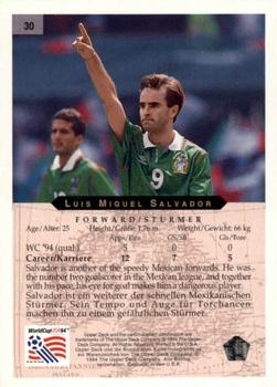 1994 Upper Deck World Cup Contenders English/German #30 Luis Miguel Salvador Back