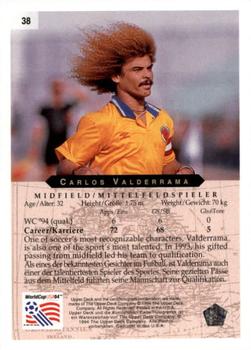 1994 Upper Deck World Cup Contenders English/German #38 Carlos Valderrama Back