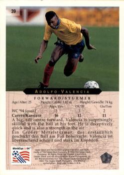 1994 Upper Deck World Cup Contenders English/German #39 Adolfo Valencia Back