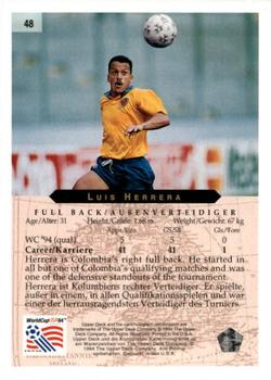 1994 Upper Deck World Cup Contenders English/German #48 Luis Herrera Back