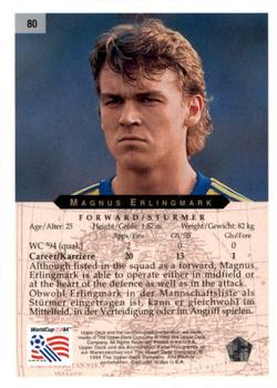 1994 Upper Deck World Cup Contenders English/German #80 Magnus Erlingmark Back