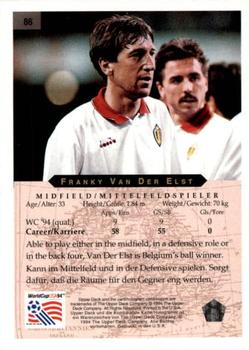 1994 Upper Deck World Cup Contenders English/German #86 Franky Van Der Elst Back