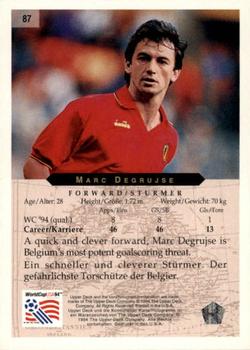1994 Upper Deck World Cup Contenders English/German #87 Marc Degrujse Back