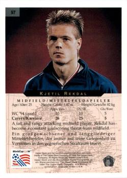 1994 Upper Deck World Cup Contenders English/German #97 Kjetil Rekdal Back