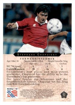 1994 Upper Deck World Cup Contenders English/German #102 Stephane Chapuisat Back