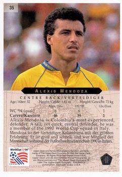 1994 Upper Deck World Cup Contenders English/German #35 Alexis Mendoza Back
