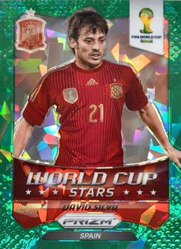 2014 Panini Prizm FIFA World Cup Brazil - World Cup Stars Prizms Green Crystal #31 David Silva Front