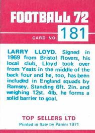 1971-72 Panini Football 72 #181 Larry Lloyd Back