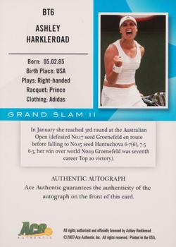 2008 Ace Authentic Grand Slam - Breaking Through Autographs Bronze #BT6 Ashley Harkleroad Back
