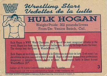1987 O-Pee-Chee WWF #3 Hulk Hogan Back