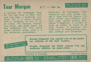 1955-56 Parkhurst #49 Toar Morgan Back