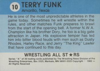 1982 Wrestling All Stars Series A #10 Terry Funk Back