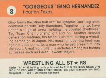 1983 Wrestling All Stars Series A #8 Gino Hernandez Back